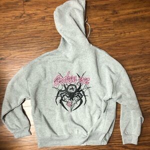 Broken Net Zip Up Girls XL Spider Hoodie Grey Lightly Used